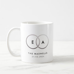 Mug Bandes Mariages en argent Monogramme avec date