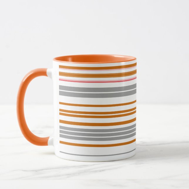 Mug Bandes marron gris mignonne (Gauche)