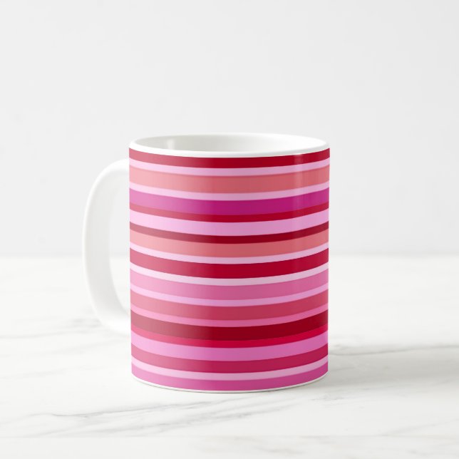 Mug Bandes mélangées, Fuchsia, Maroon et rose (Devant gauche)