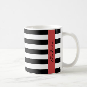 Mug Bandes noires et blanches, Gravées, Lignes, Votre 