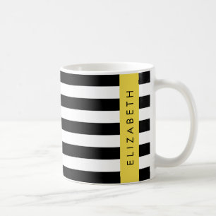 Mug Bandes noires et blanches, Gravées, Lignes, Votre 