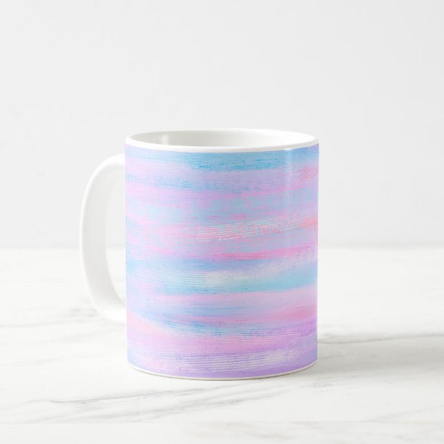 Mug Bandes Peintes Turquoise Rose violet (Devant gauche)