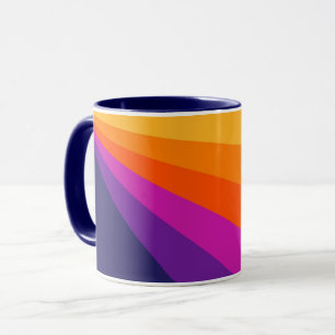 Mug Bandes rétro en diagonale violette et orange