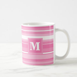 Mug Bandes rose monogramme