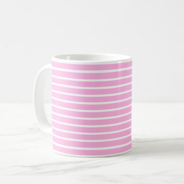 Mug Bandes roses et blanches (Devant gauche)