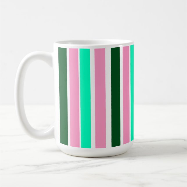 Mug Bandes roses et vertes (Gauche)