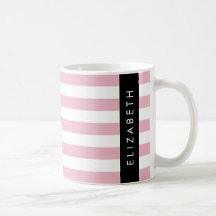 Mug Bandes Roses, Motif Gratté, Lignes, Votre Nom