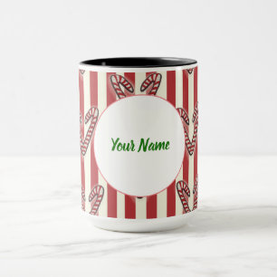 Mug Bandes rouges Lollipopes de Noël Personnalisé