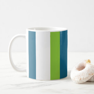 Mug Bandes verticales bleues blanches vertes