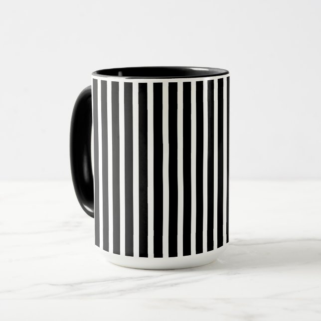 Mug Bandes verticales en noir et blanc (Devant gauche)