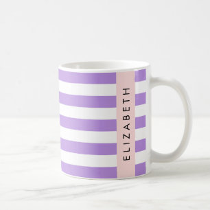 Mug Bandes Violettes, Motif Gratté, Lignes, Votre Nom