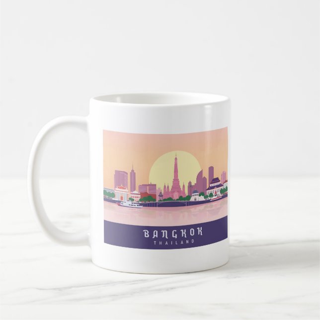 Mug Bangkok Thaïlande Pastel Voyage Design (Gauche)