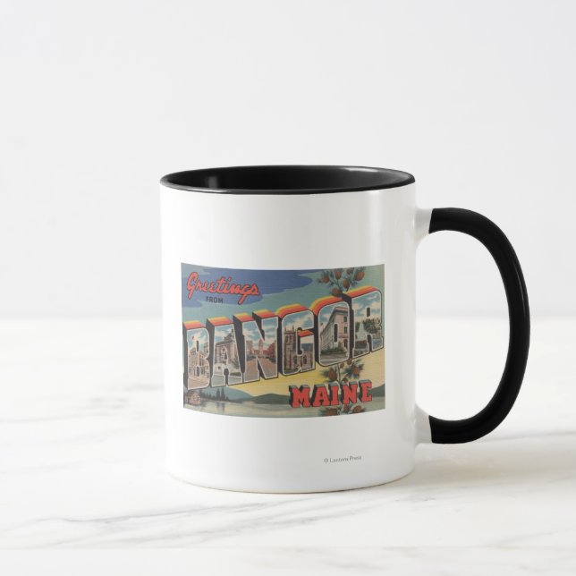 Mug Bangor, Maine, grandes lettres ScènesBangor, ME (Droite)