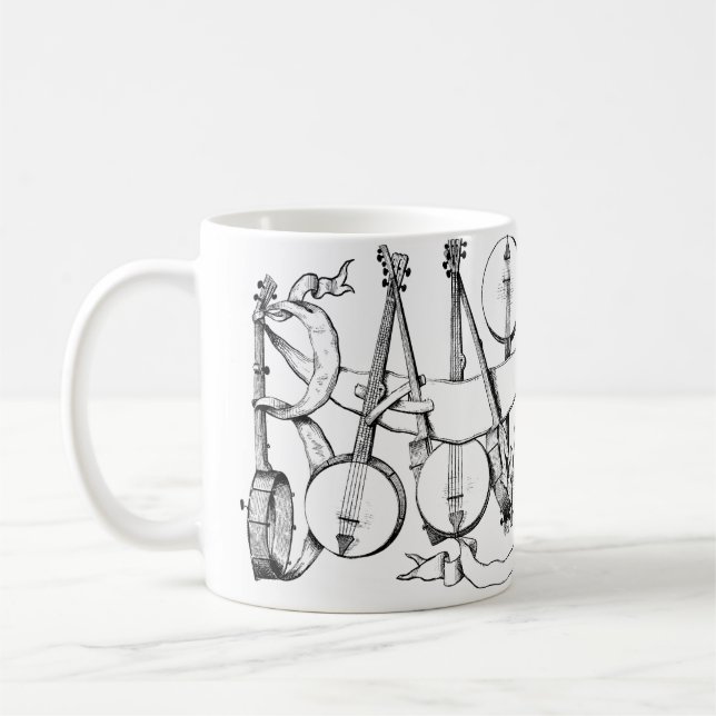 Mug banjo épelé avec banjos illustration art (Gauche)