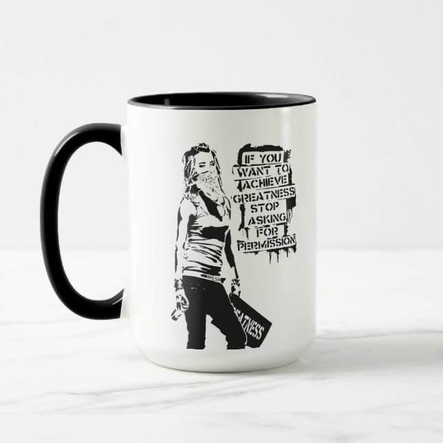 Mug Banksy Si vous voulez atteindre la grandeur noir (Gauche)