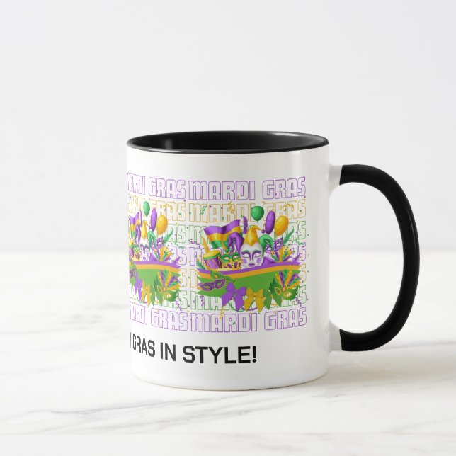 Mug Bannière de masquerade MARDI GRAS personnalisée (Droite)