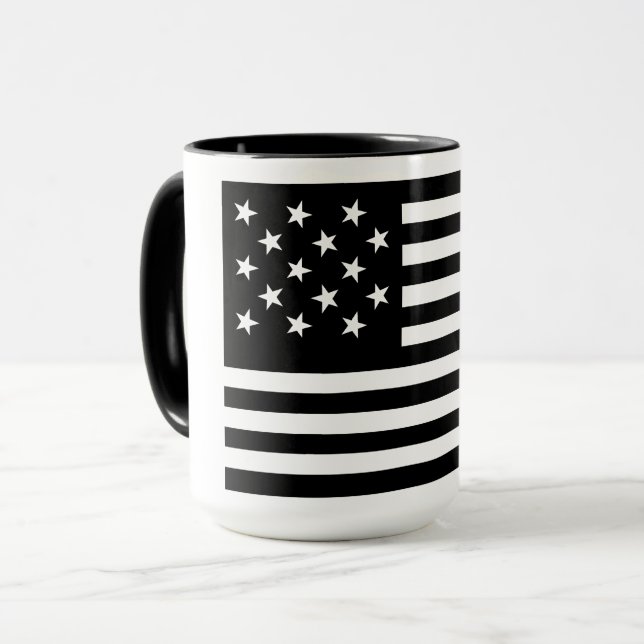 Mug Bannière noire épangée par l'étoile drapeau améric (Devant gauche)