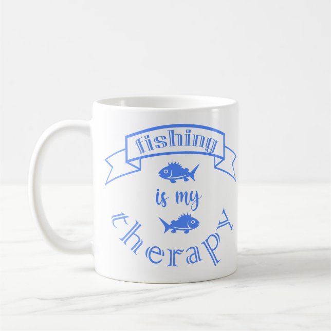 Mug Bannière ruban La pêche est ma thérapie (Gauche)