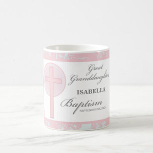 Mug Baptême Grande Petite-Fille Dentelle Rose Personna