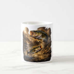Mug Bar basse hurle à la lune pêcheur vintage poisson