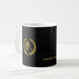 Mug Barber styliste luxe or et cuir noir