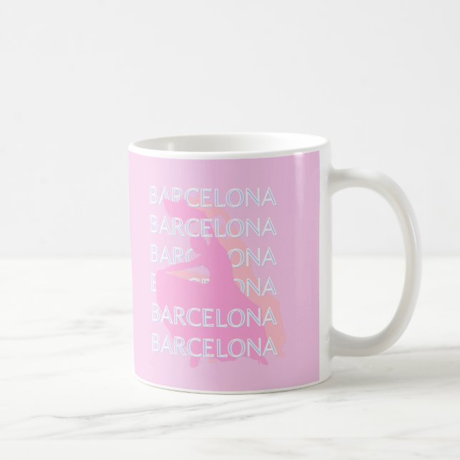 Mug Barcelona Travel Art, Espagne, Pastel, Rose (Droite)