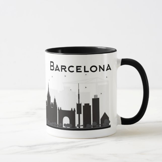 Mug Barcelone, Espagne horizon noir et blanc de | de (Droite)