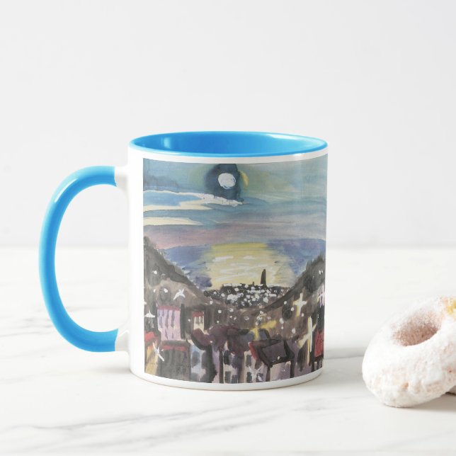 Mug Barcelone la nuit par Walter Gramatte (Avec donut)