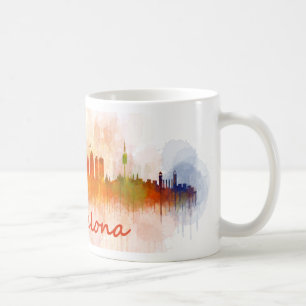 Mug Barcelone Skyline watercolor v04