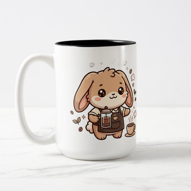 Mug Barista Lapin Kawaii Bicolore (Gauche)