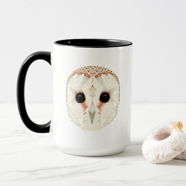 Mug Barn Owl 15oz. Musique noire (Avec donut)