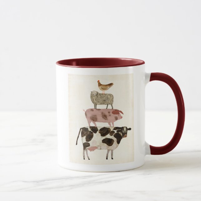 Mug Barnyard Buds - Vache, cochon, mouton et hen (Droite)