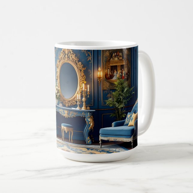 Mug Baroque Bleu Royal. (Devant droit)