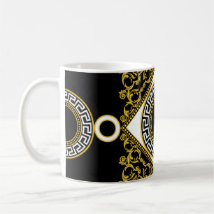 Mug Baroque d'or : frontière noire grecque