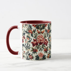 Mug Baroque italien. Fleurs et feuilles chic
