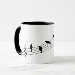 Mug Barre de musique avec les oiseaux comme noix music