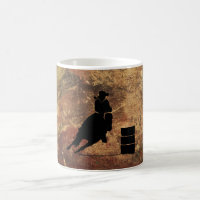 Barrel Racing Girl Silhouette on a Grunge Texture
