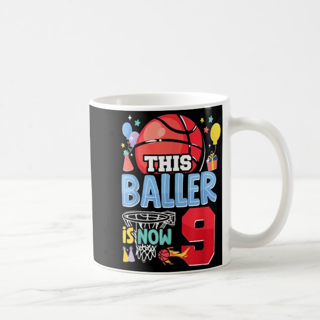 Mug Basball Bball 9e anniversaire Ce basketteur a main (Droite)