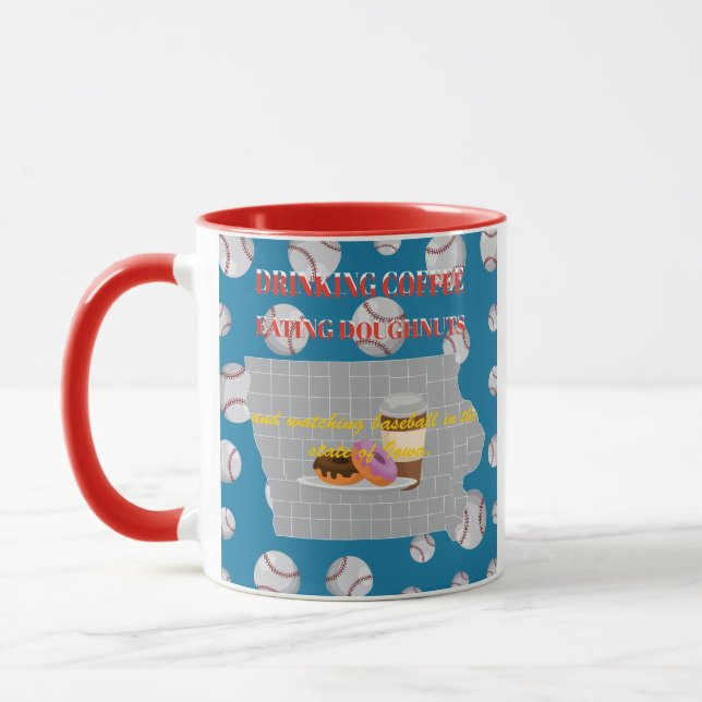 Mug Base-ball, café et beignets dans l'État de l'Iowa (Gauche)