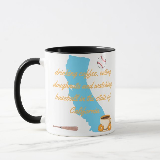 Mug Base-ball, café et beignets en Californie  (Gauche)