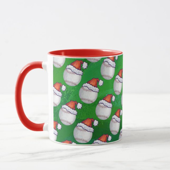 Mug Baseball à Santa Hat Motif sur Vert (Gauche)