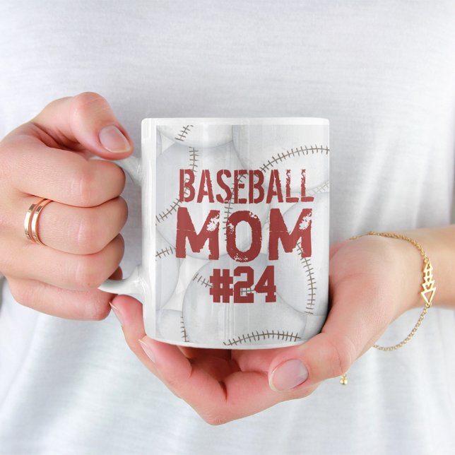 Mug Baseball Maman Cute Sports Numéro Personnalisé (Créateur téléchargé)