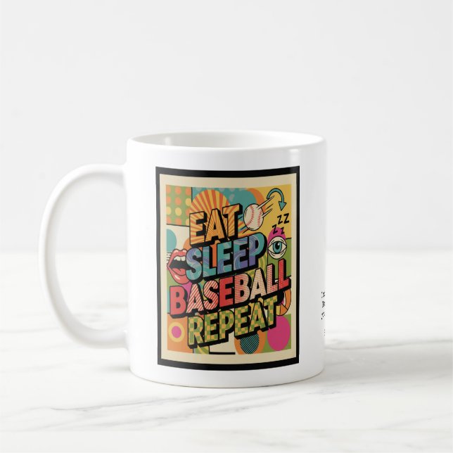 Mug Baseball Manger Dormir Répéter Pop Art Personnalis (Gauche)