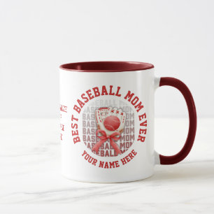 Mug BASEBALL MOM élégant Nom personnalisé Fête des mèr