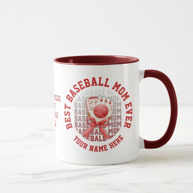 Mug BASEBALL MOM élégant Nom personnalisé Fête des mèr (Droite)
