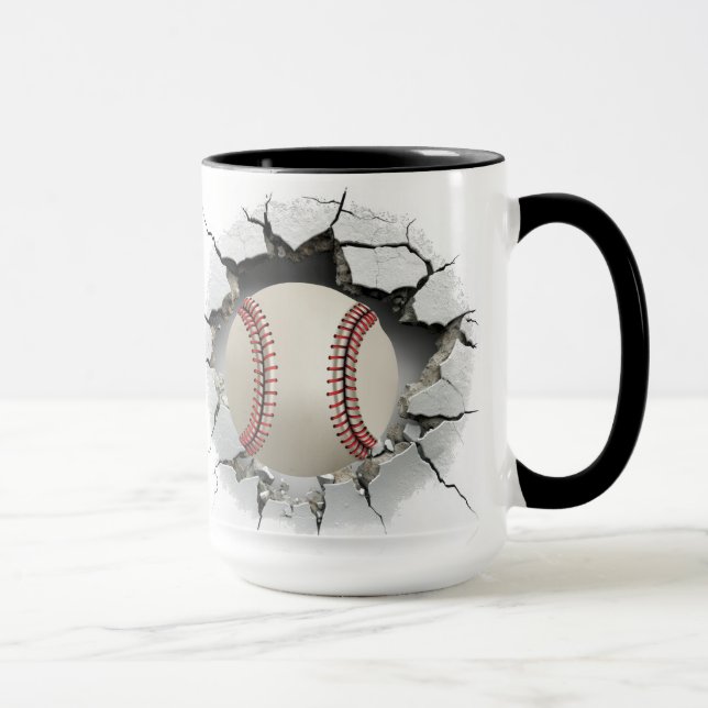 Mug Baseball passant par un trou dans un mur (Droite)