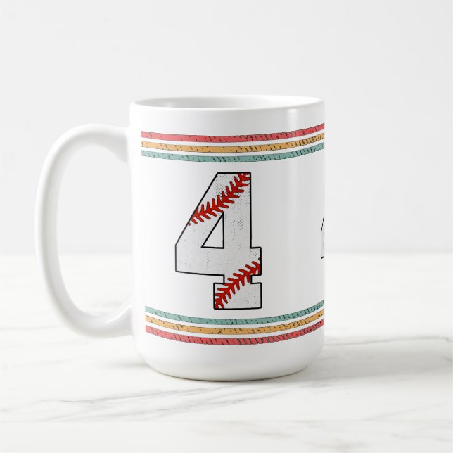 Mug Baseball Rétro Vintage Numéro 4 Classique (Gauche)