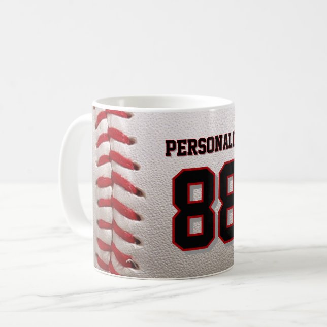 Mug Baseball Softball Nom et Numéro personnalisés (Devant gauche)