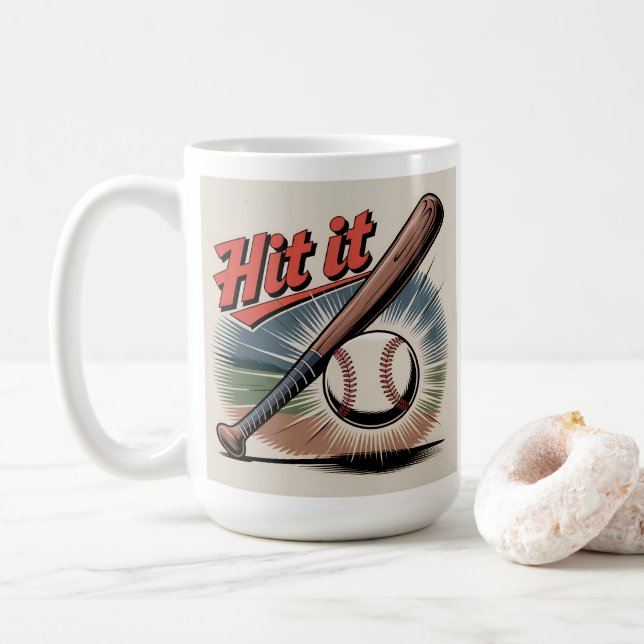 Mug Baseball vintage "Hit It" Sports rétro (Avec donut)
