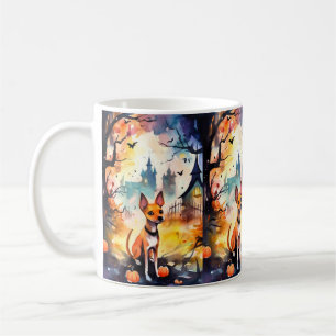 Mug Basenji D'Halloween Avec Peur Citrouille